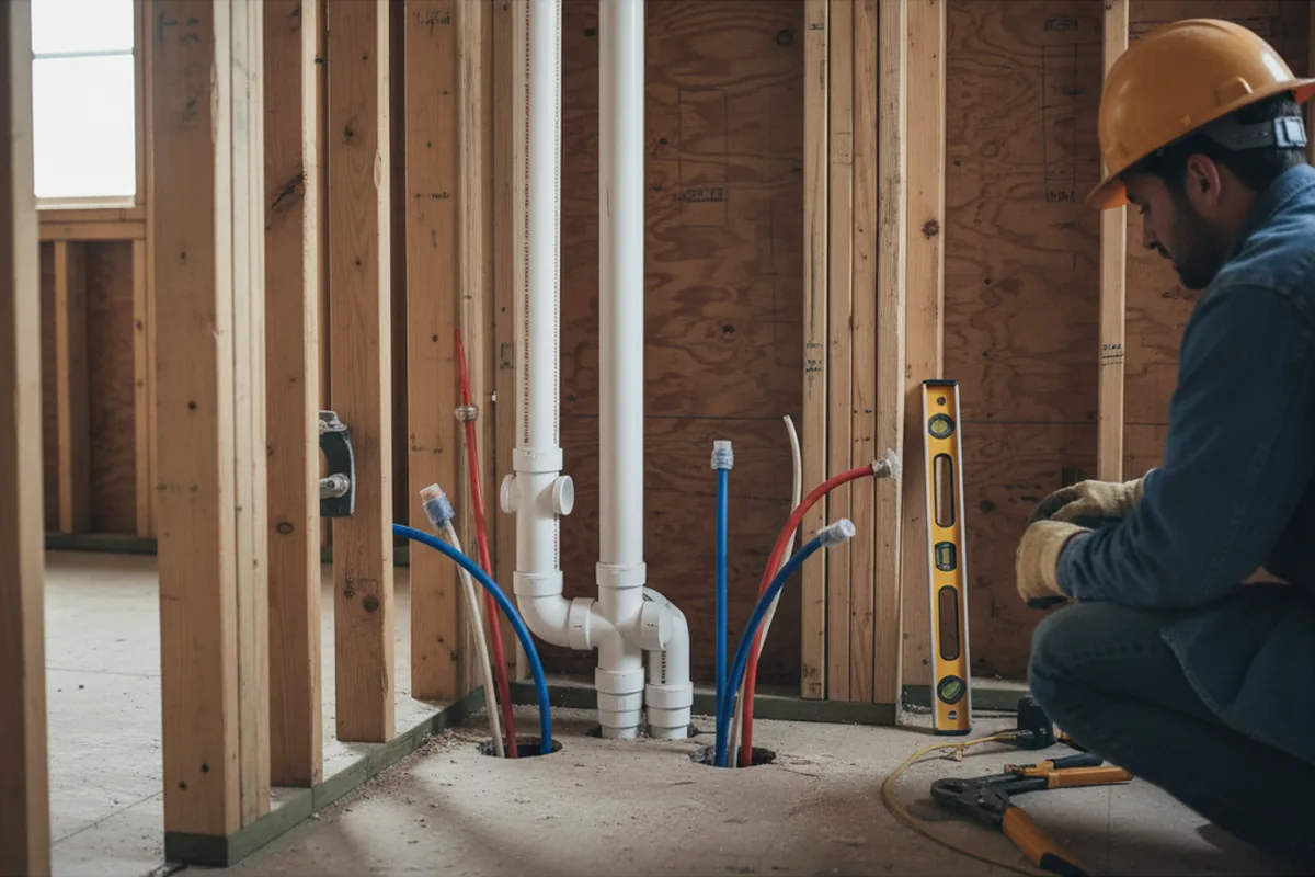 Drain and supply rough-in during Sump Pump Repair in Fort Lupton